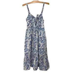 Sole Mare Amore | Dress Sleeveless Blue White Floral Vacation Resort- Medium